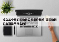 成立三个月的区块链公司是诈骗吗[做区块链的公司是干什么的]